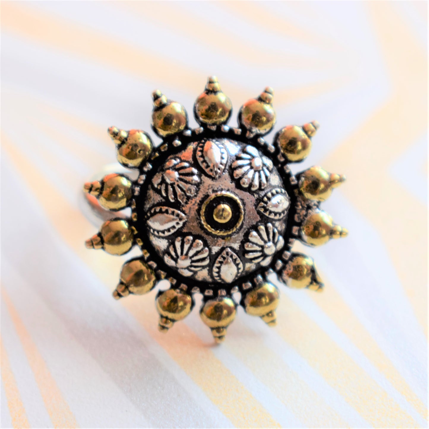Sun Chakra Stud Earring and Finger Ring