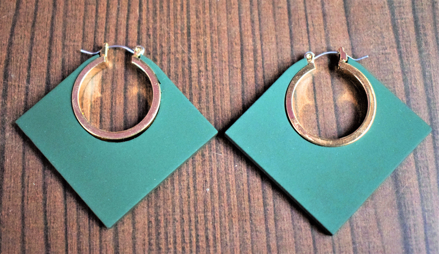 Wooden Square Hoops - GlitterGleam