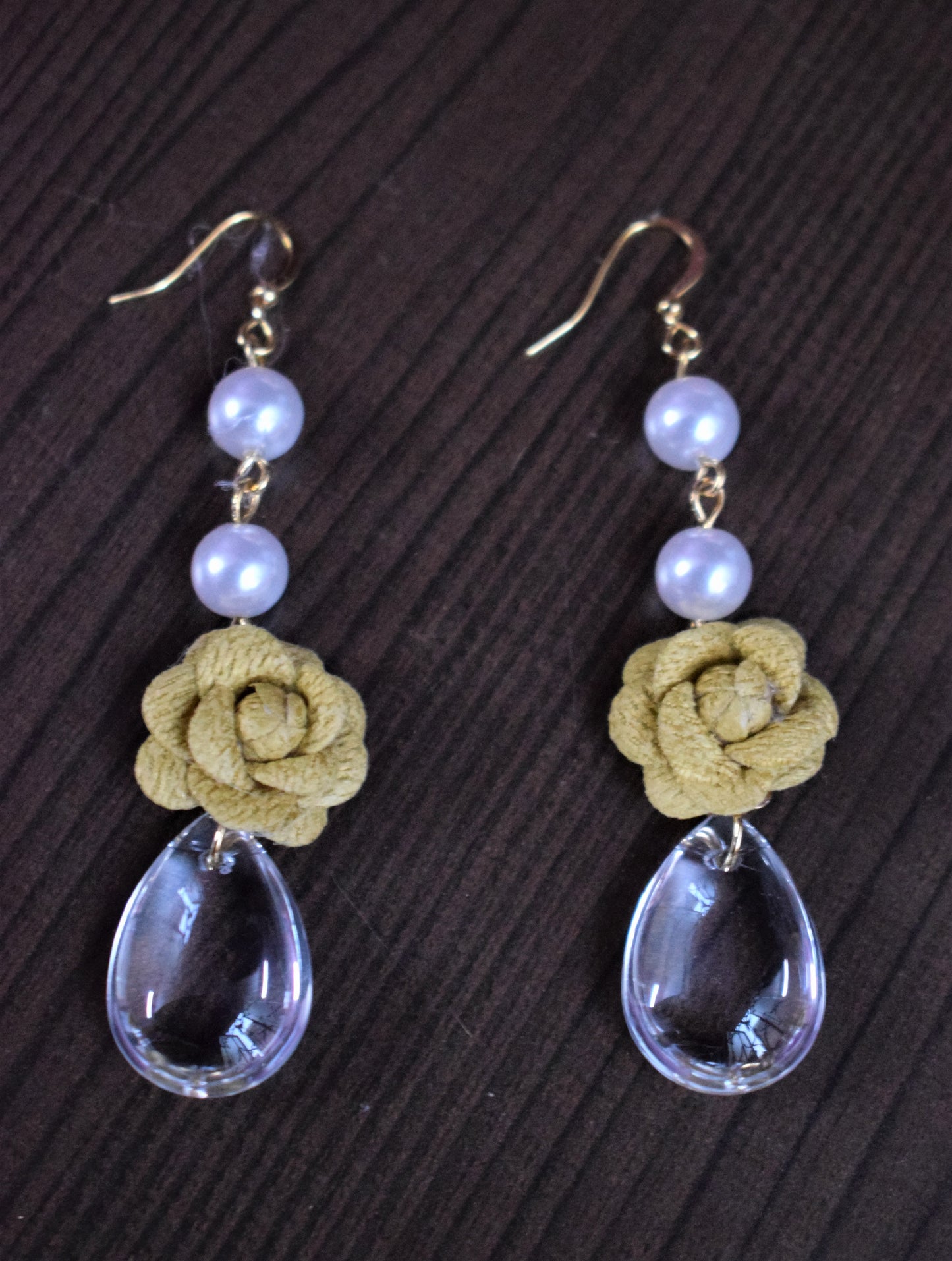 Flower Danglers with Pearl & Crystal - GlitterGleam