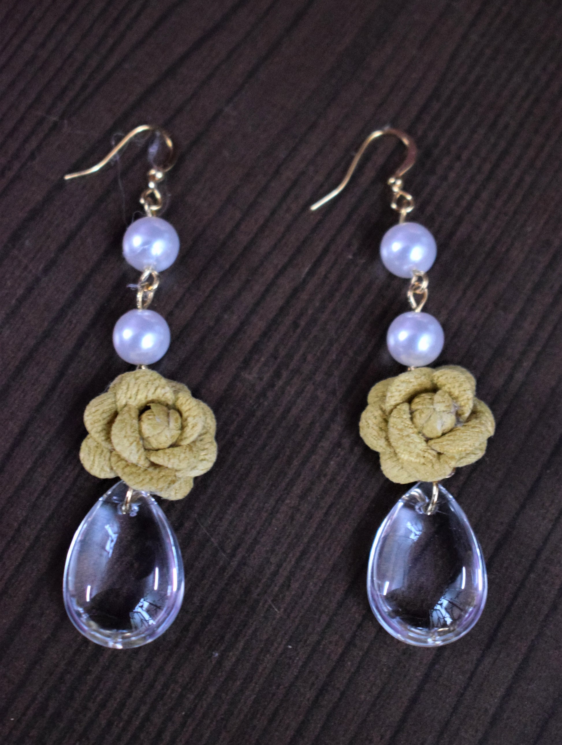 Flower Danglers with Pearl & Crystal - GlitterGleam