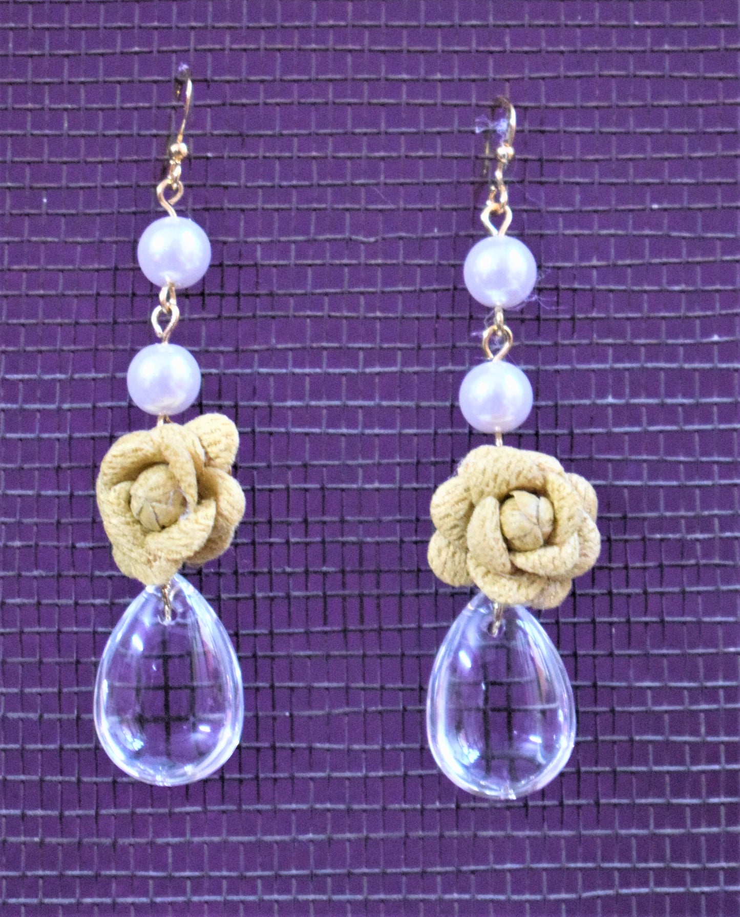 Flower Danglers with Pearl & Crystal - GlitterGleam