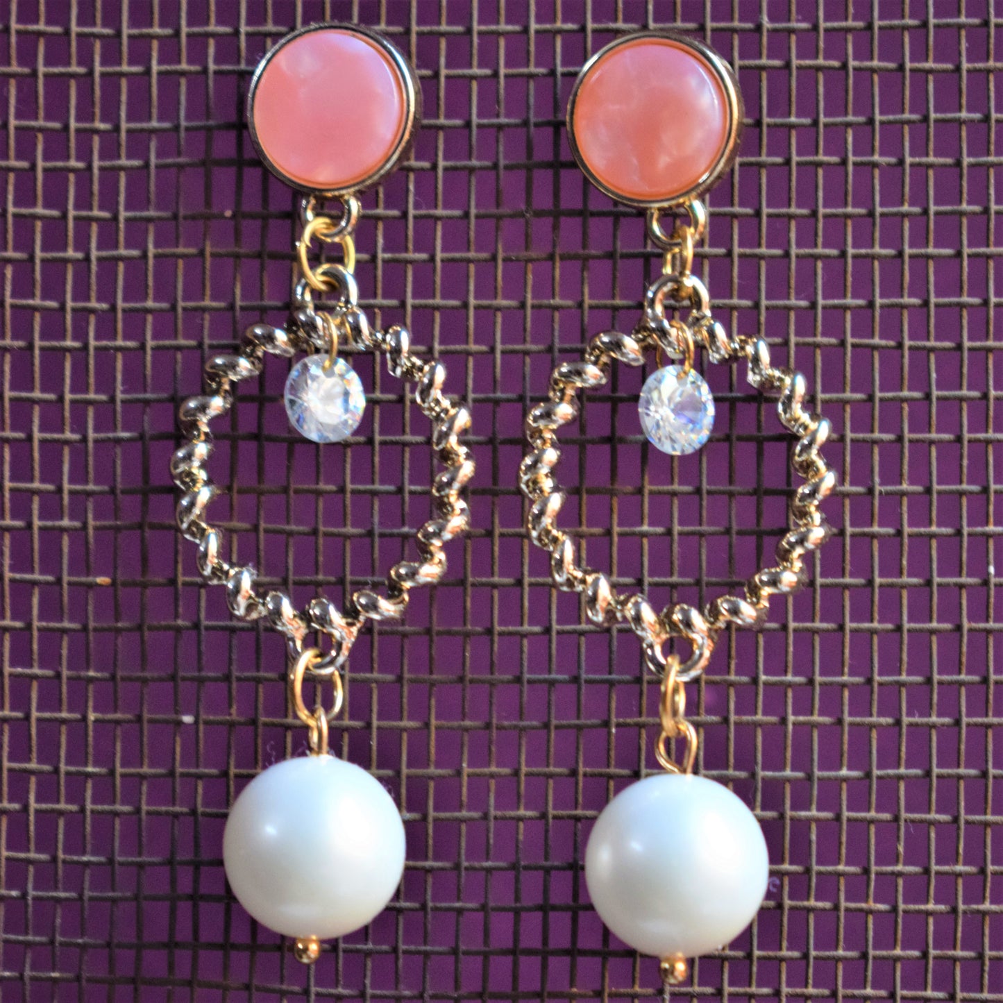 Long Pearl & Gem Coil Earrings - GlitterGleam