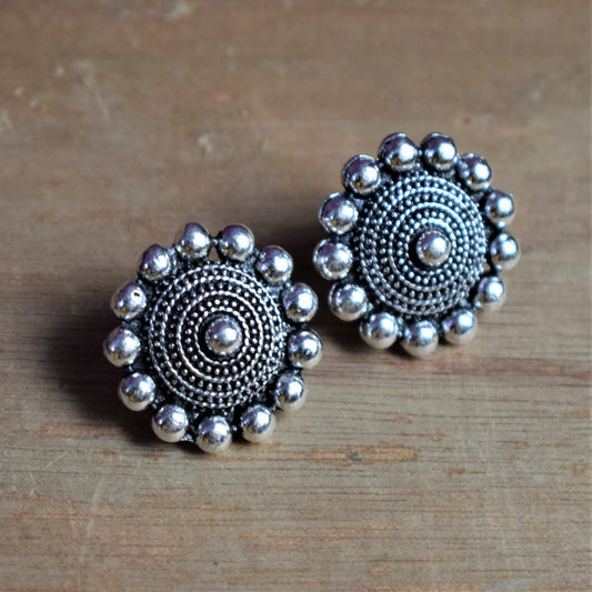Designer Tribal Coil German Silver Stud - GlitterGleam