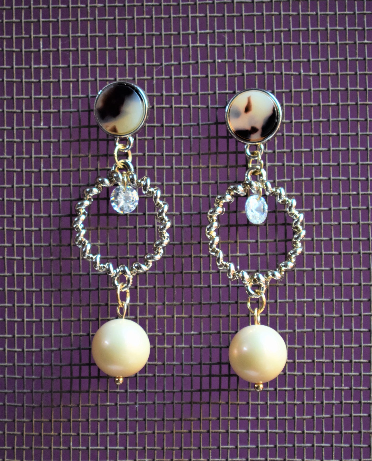 Long Pearl & Gem Coil Earrings - GlitterGleam