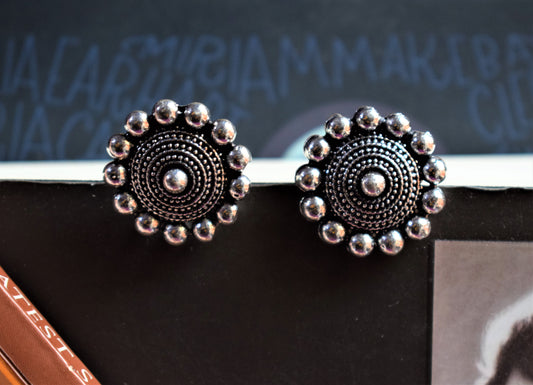 Designer Tribal Coil German Silver Stud - GlitterGleam