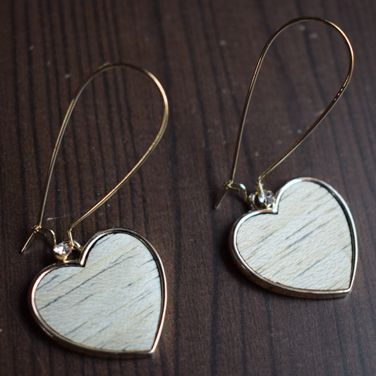 Wooden Heart Hook Earrings - GlitterGleam
