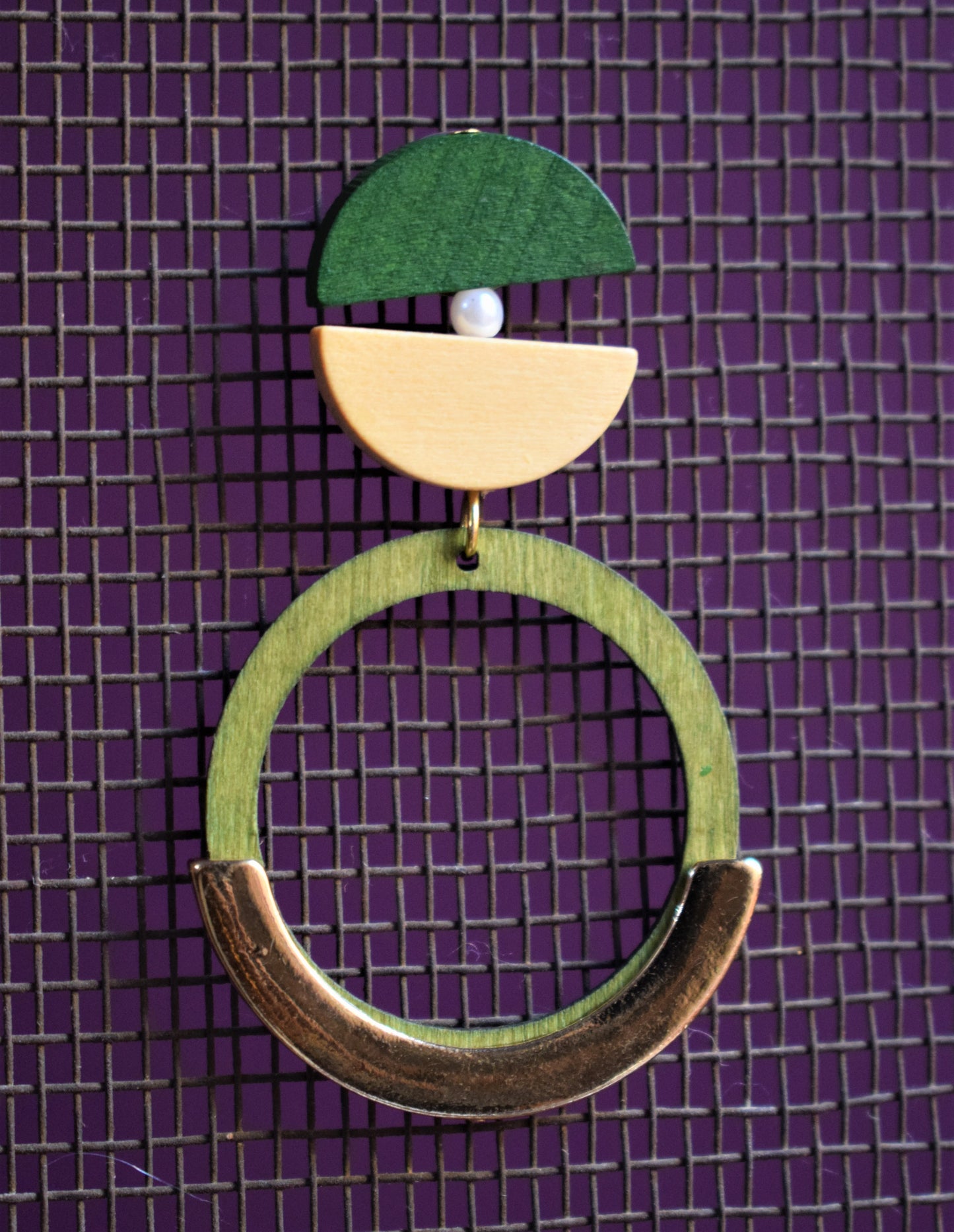 Wooden Circular Dangle Drop Earrings - GlitterGleam