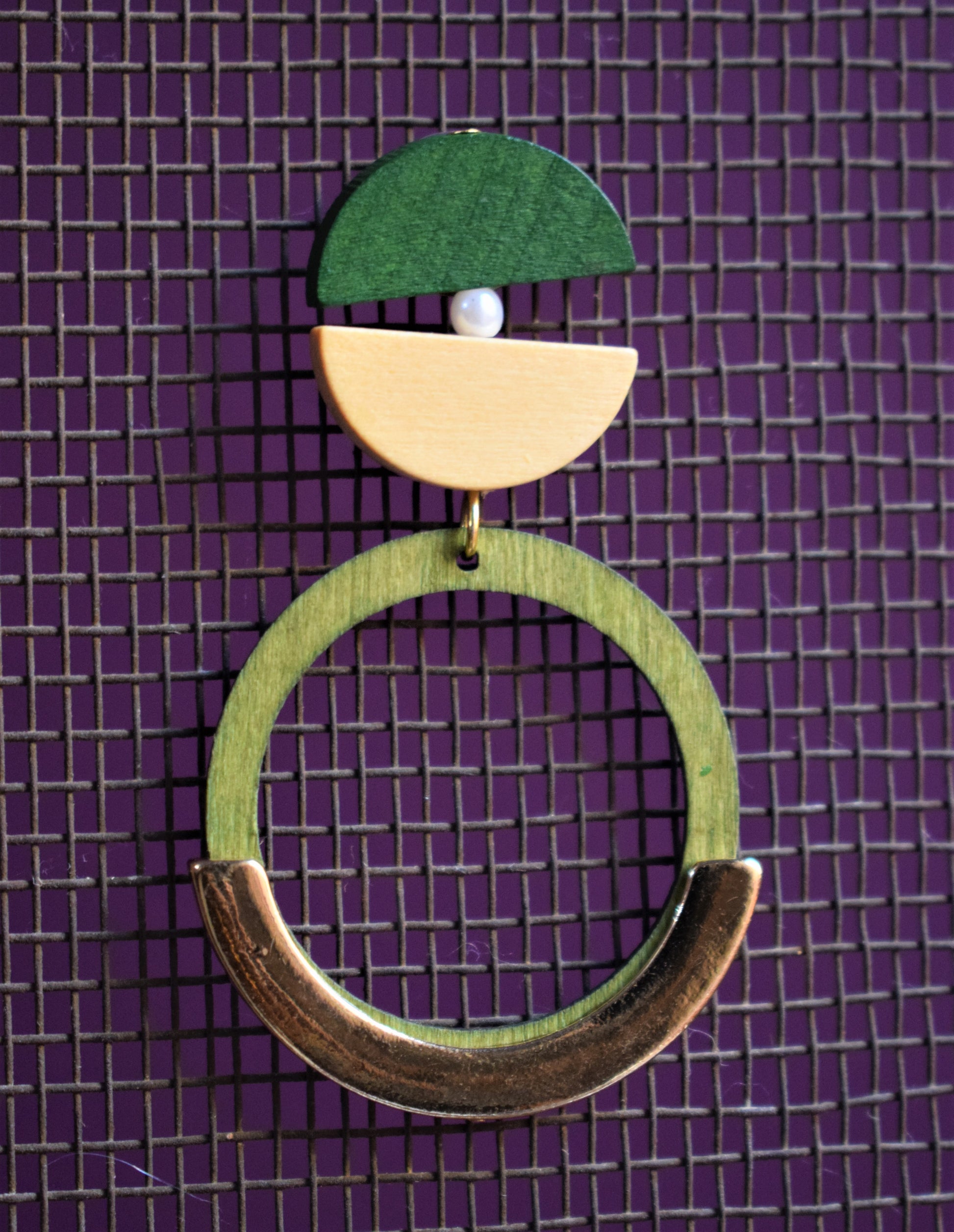 Wooden Circular Dangle Drop Earrings - GlitterGleam