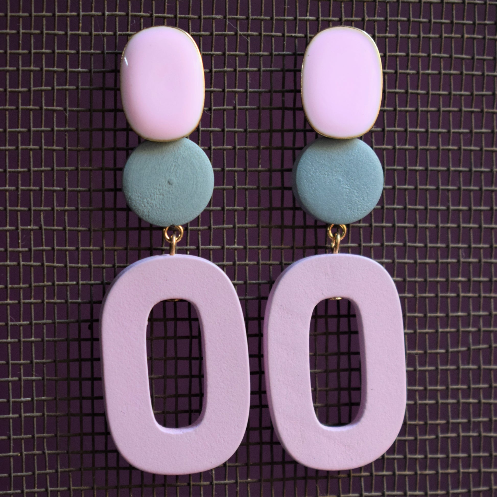 Multicolored Wooden Gem Earring - GlitterGleam