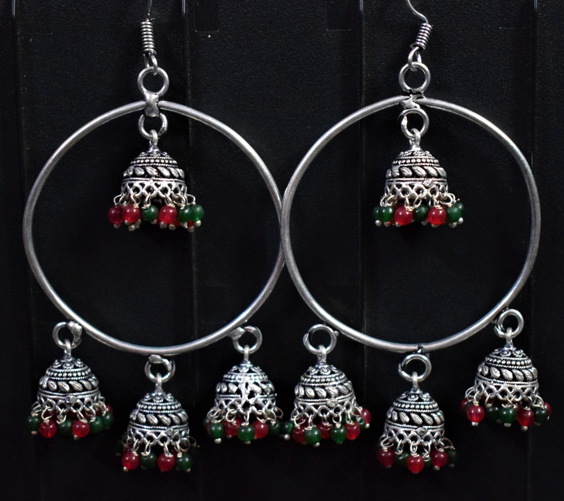 German Silver Oxidised Jhumka Bali - GlitterGleam