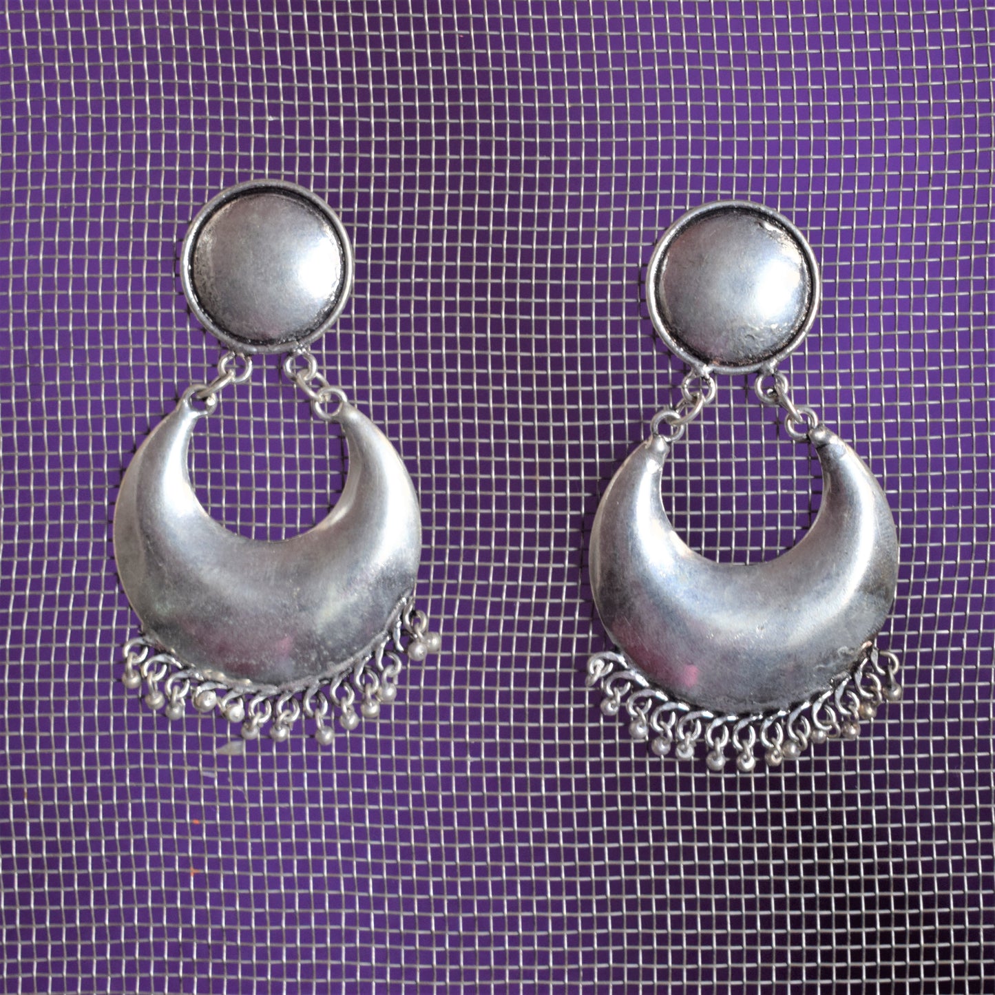 Brass Tribal Smooth Chandbali Stud Earrings - GlitterGleam