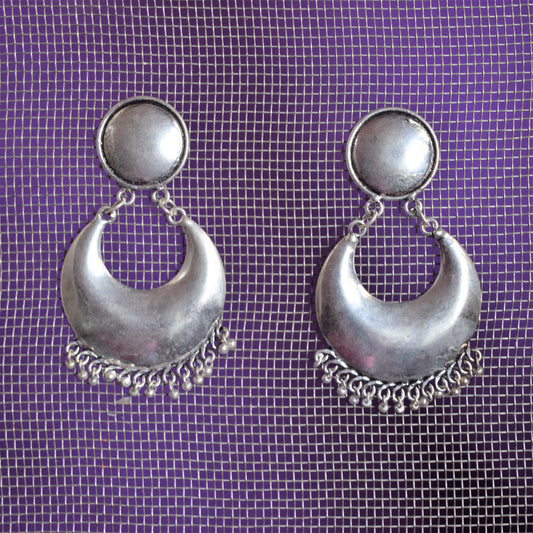 Brass Tribal Smooth Chandbali Stud Earrings - GlitterGleam