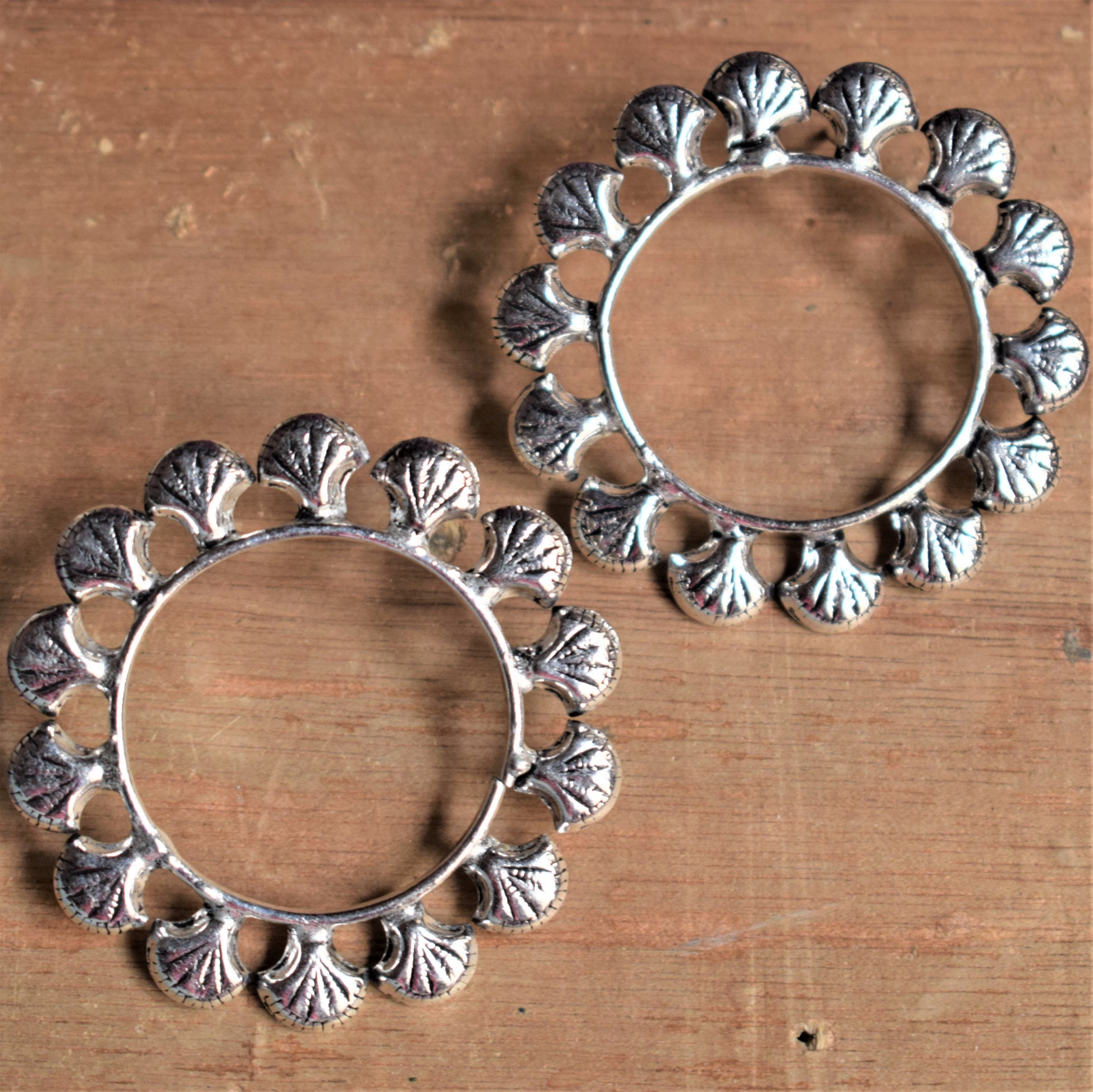 Designer German Silver Ring Stud Earrings - GlitterGleam