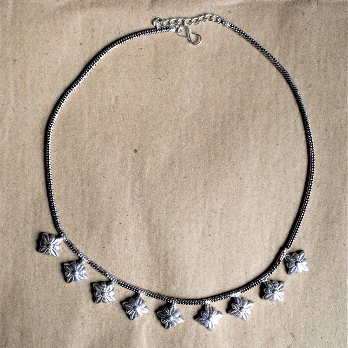 Silver Choker Necklace with Stud Earrings - GlitterGleam