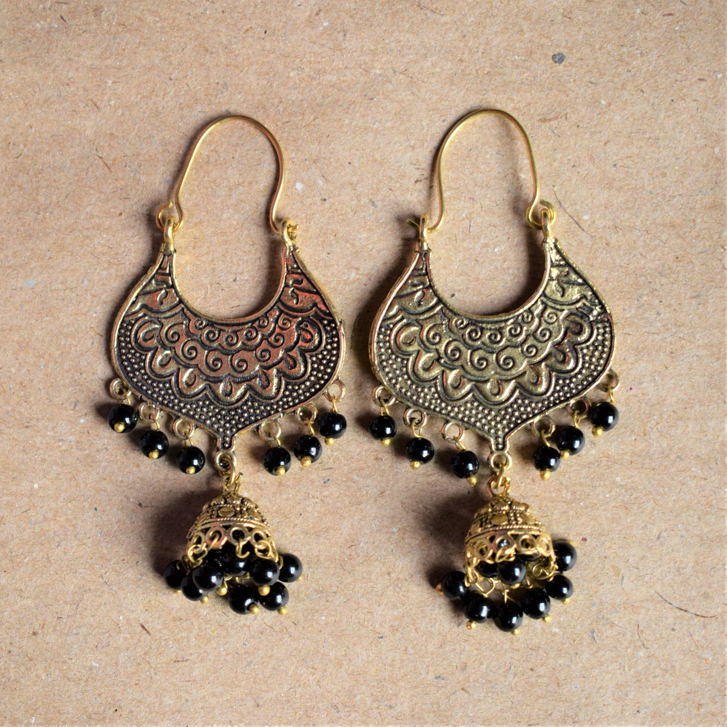 Golden Pearl and Bead Jhumkabali - GlitterGleam