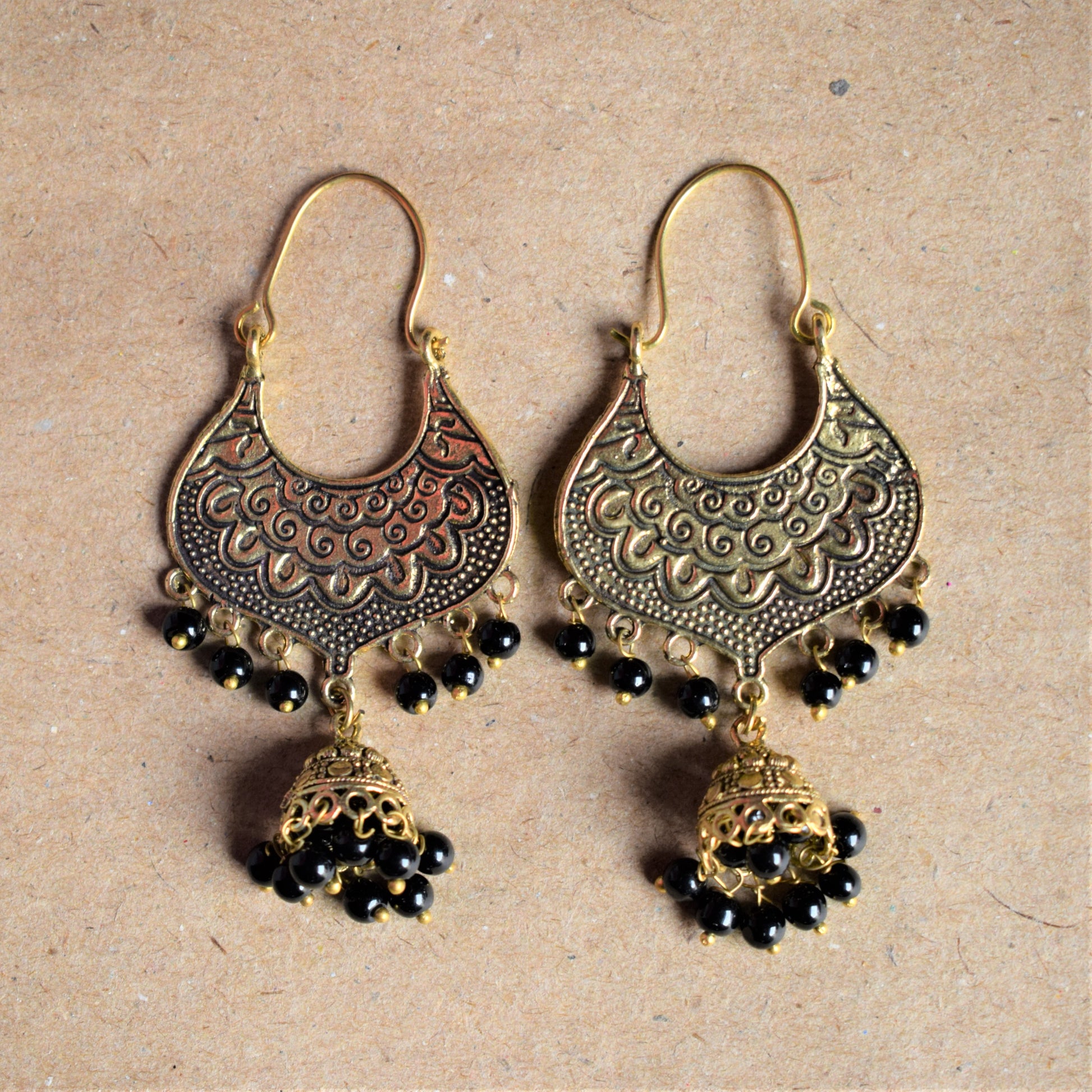 Golden Pearl and Bead Jhumkabali - GlitterGleam