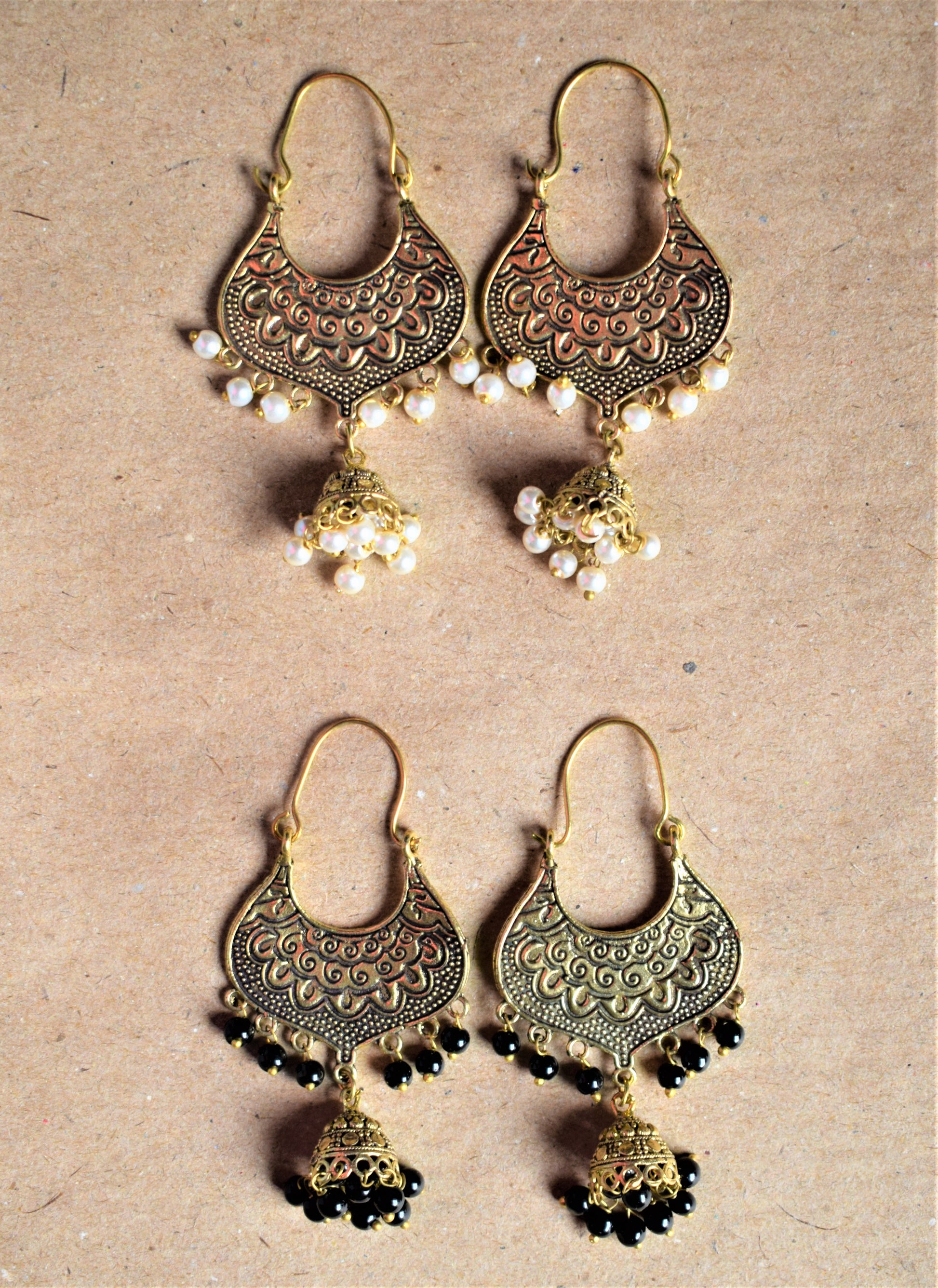 Golden Pearl and Bead Jhumkabali - GlitterGleam