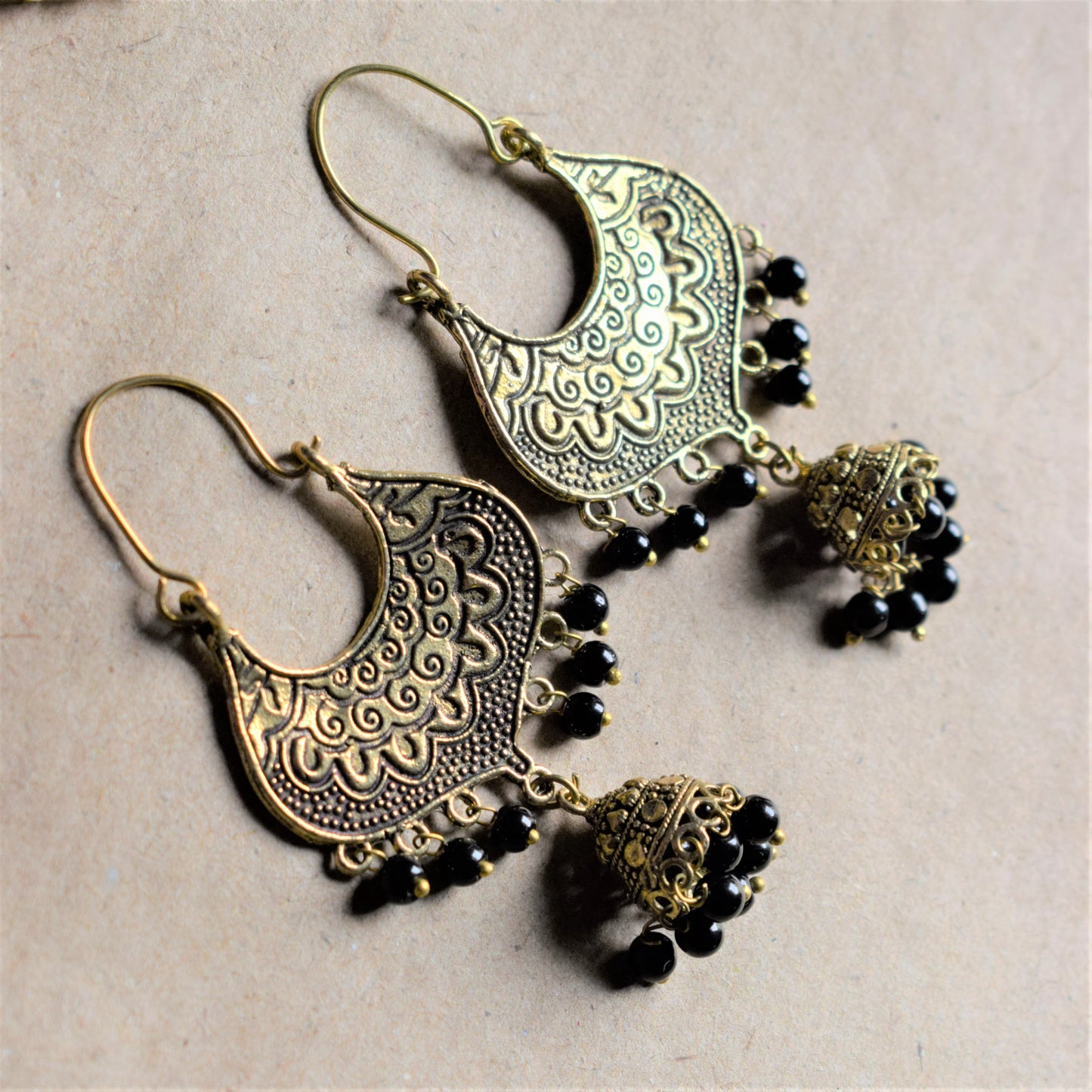 Golden Pearl and Bead Jhumkabali - GlitterGleam