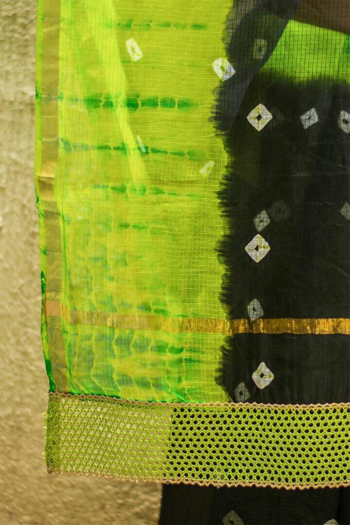 Bhagalpuri Silk Saree with Bandhej and Zari - GlitterGleam