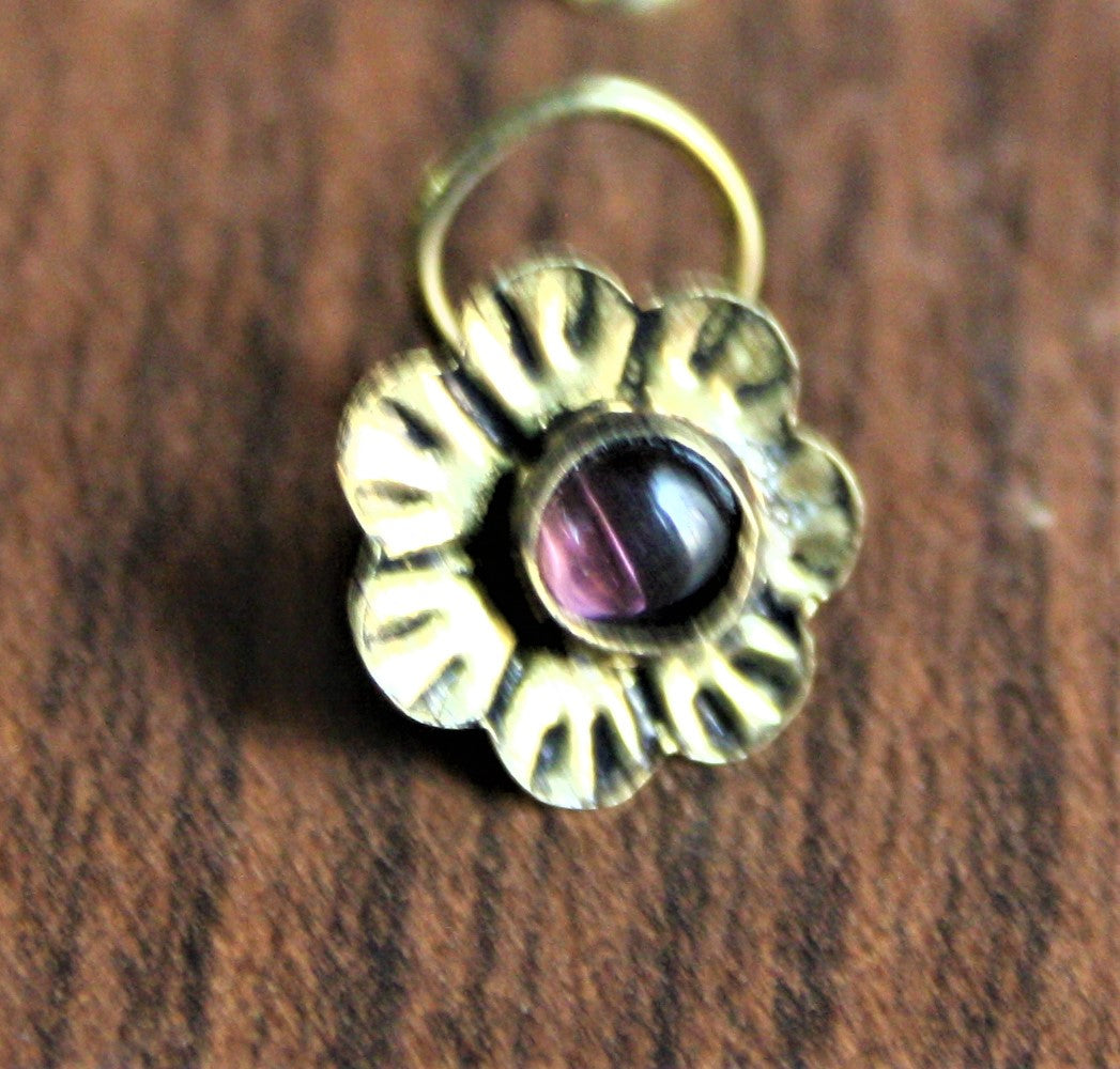 Silver and Golden Oxidized Floral Stud Nose Pin (Set of 2) - GlitterGleam