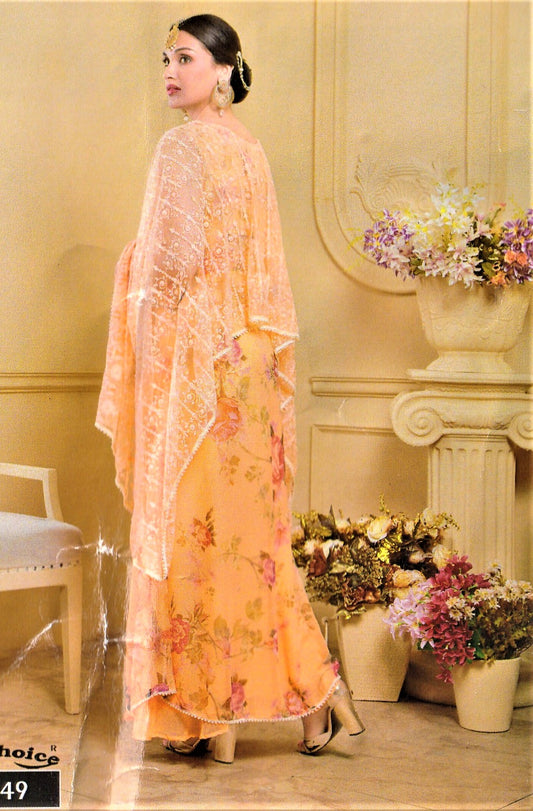 Designer Poncho Style Layered Floral Pearl Women Salwar Suit - GlitterGleam