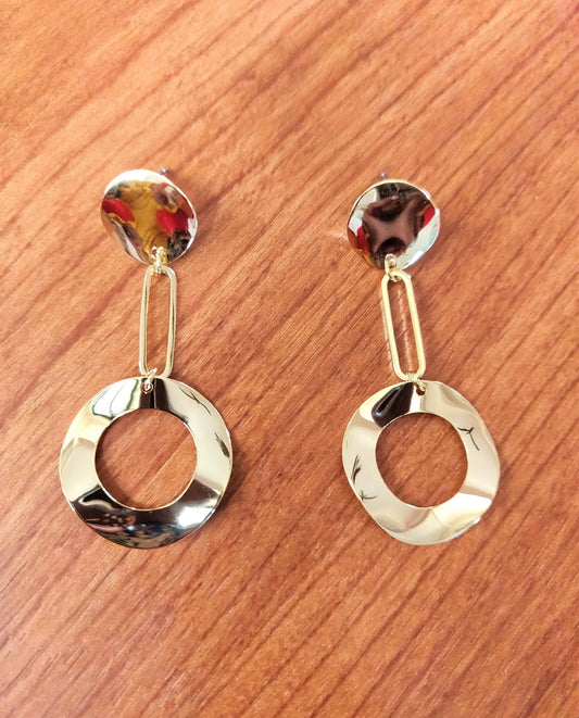 Layered Golden Ring Dangle Drop Earrings - GlitterGleam