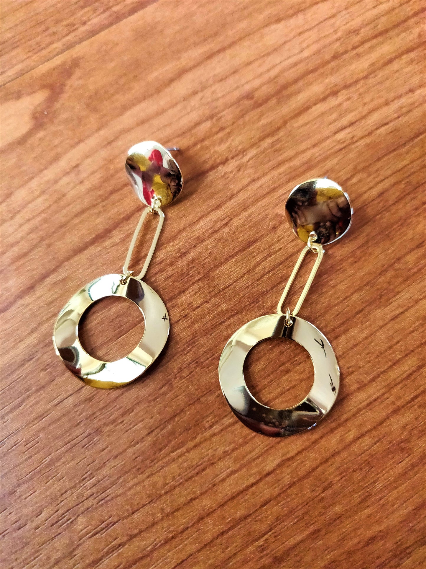 Layered Golden Ring Dangle Drop Earrings - GlitterGleam