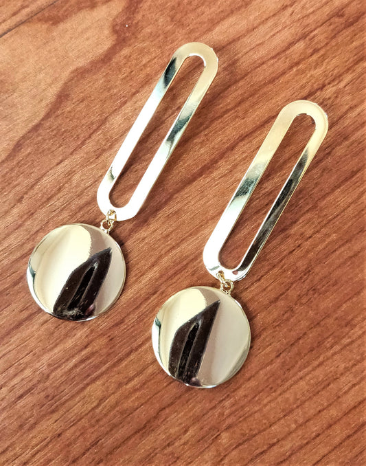 Golden Circle Dangle Drop Earring - GlitterGleam