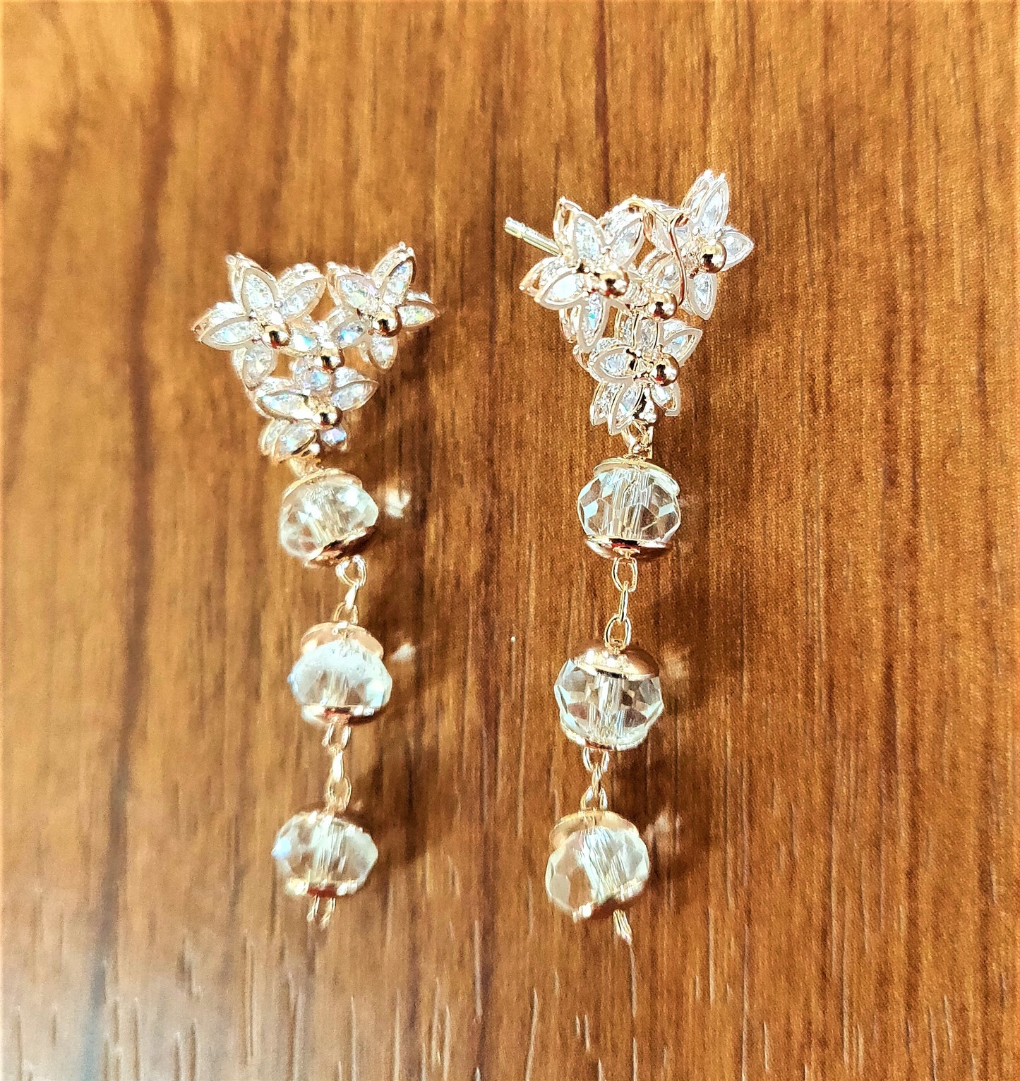 Floral Stud Crystal Earring - GlitterGleam