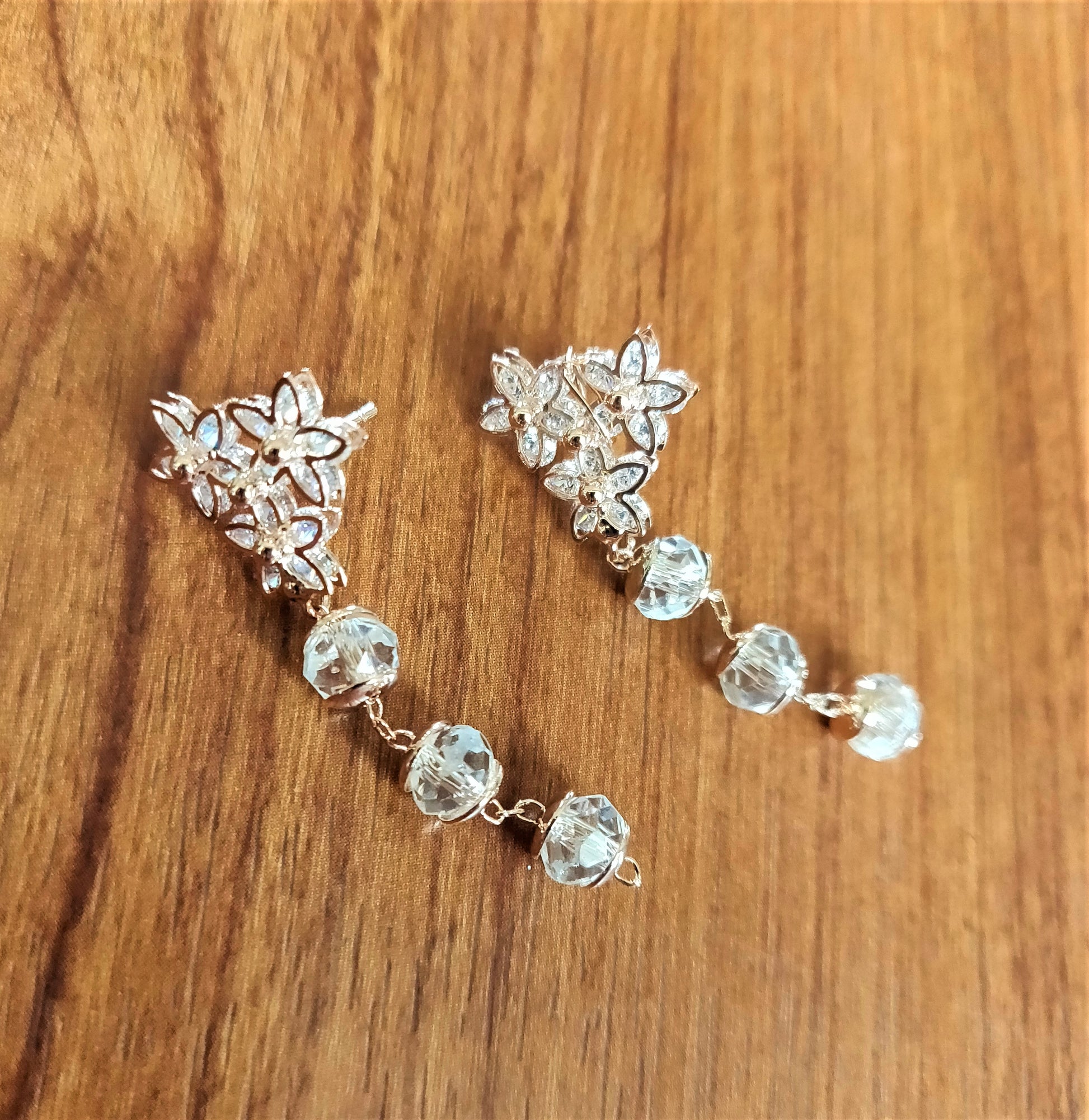 Floral Stud Crystal Earring - GlitterGleam