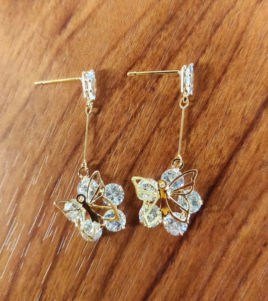 Butterfly Crystal Flower Earrings - GlitterGleam