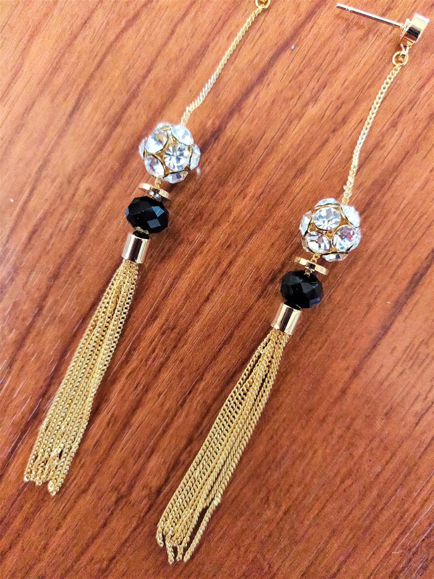 Crystal Ball Tassel Drop Earring - GlitterGleam