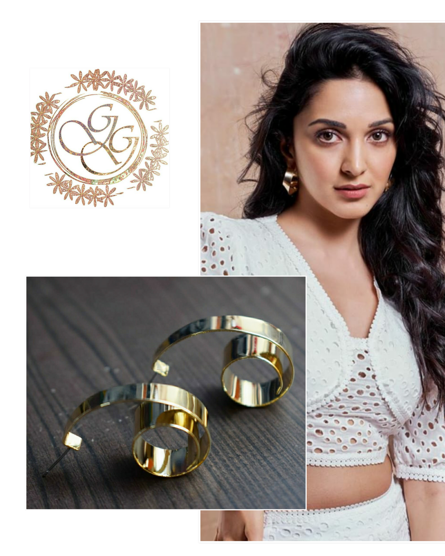 Gold '6' Hoop Sterling Silver Earring