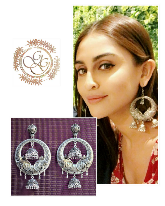 Dual Jhumka Large Tribal Chandbali Earrings