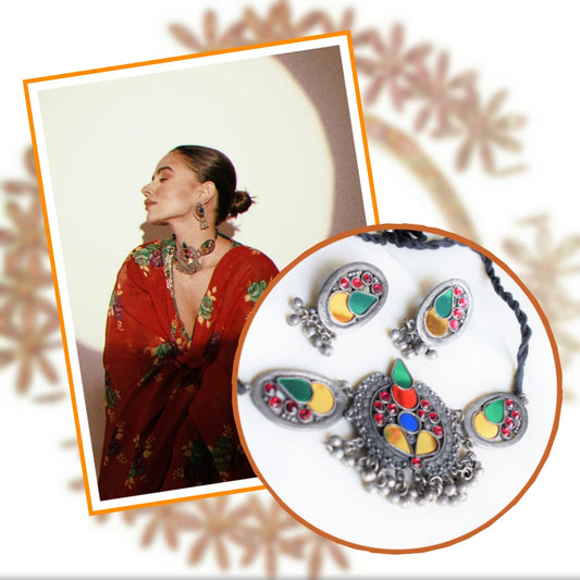 Albela Afghani Choker Necklace with Earrings