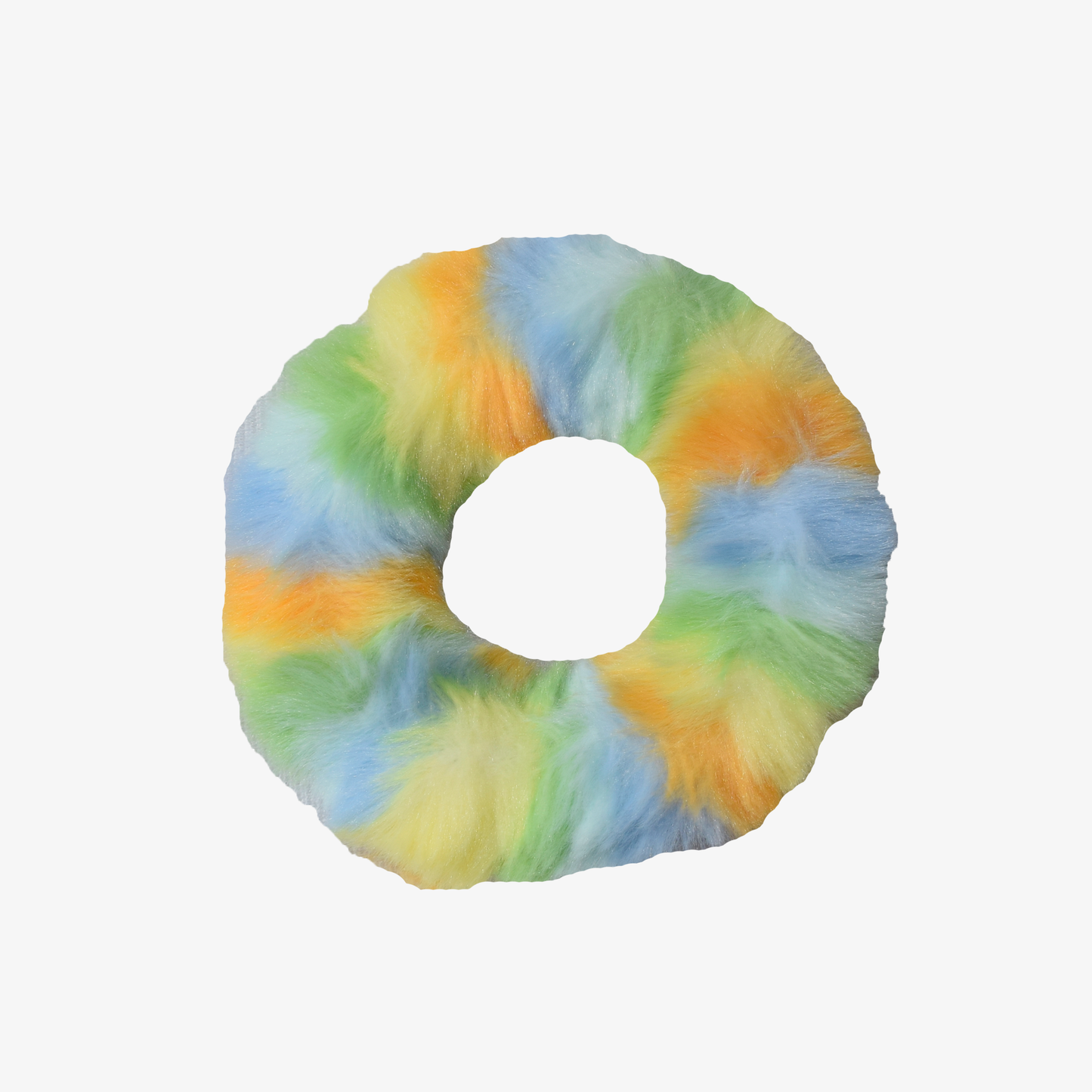 Faux Fur Fluffy Hair Scrunchie (Orange Yellow Green Pastel)