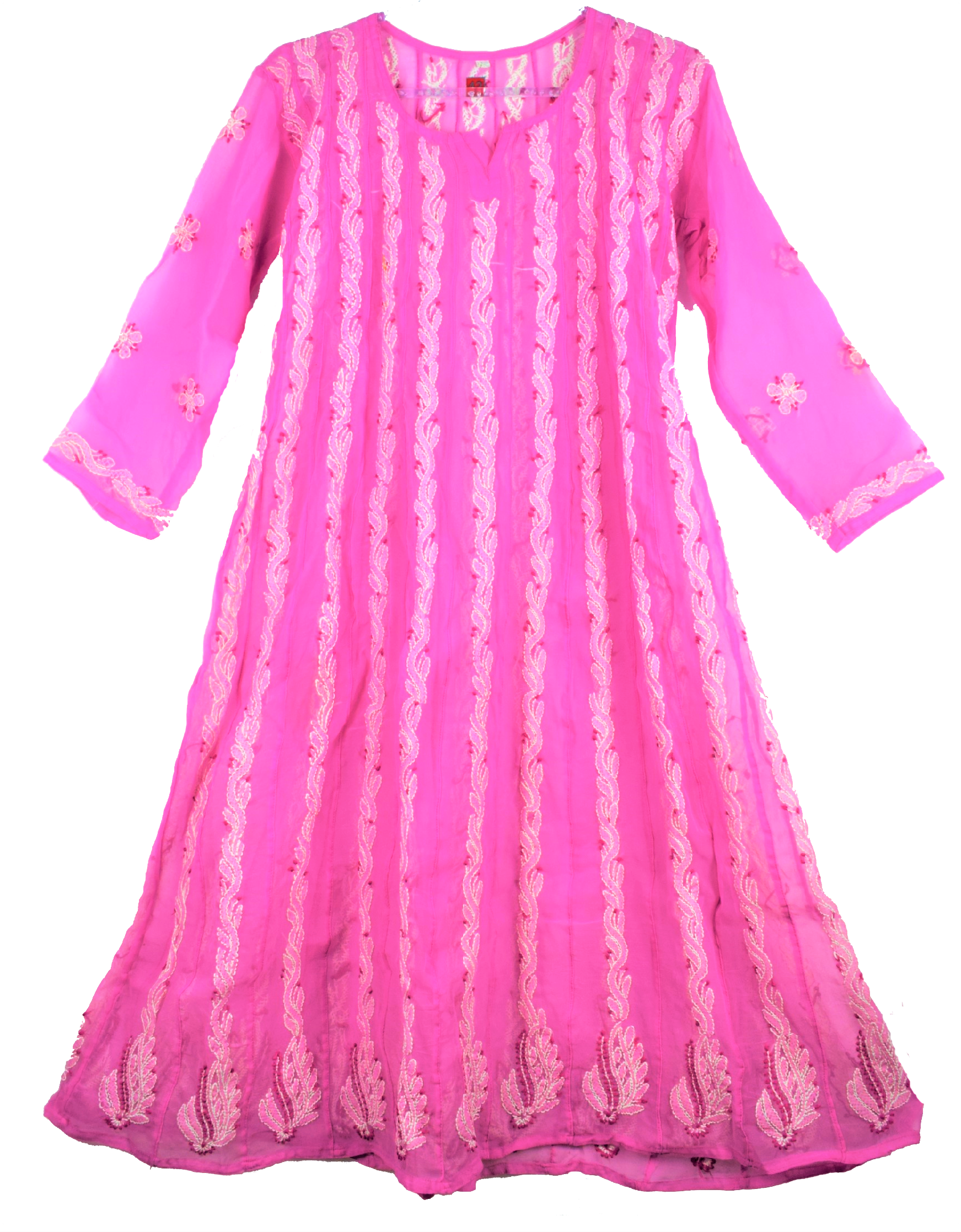 Long Chikan Anarkali Kurti - GlitterGleam