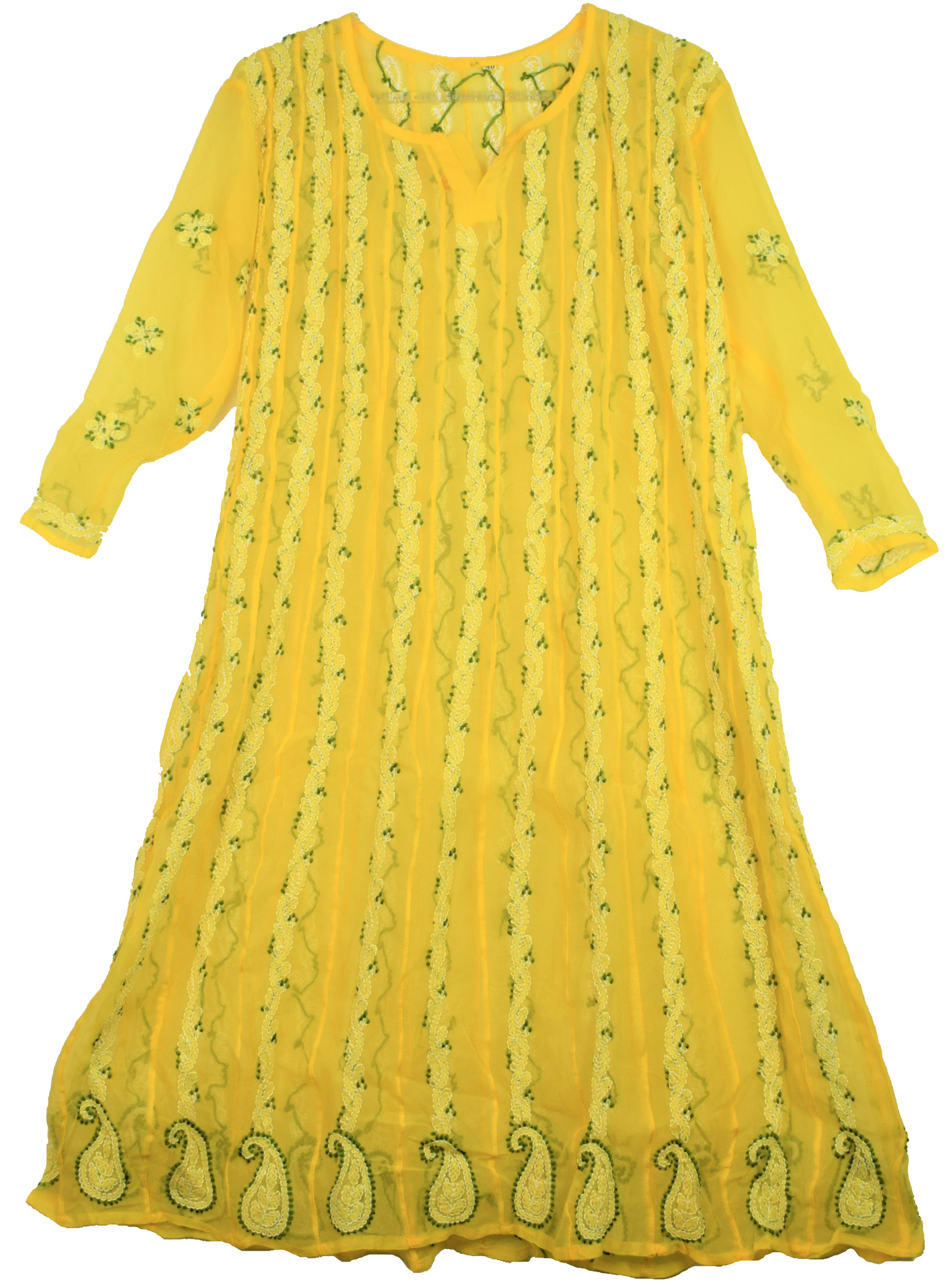 Long Chikan Anarkali Kurti - GlitterGleam