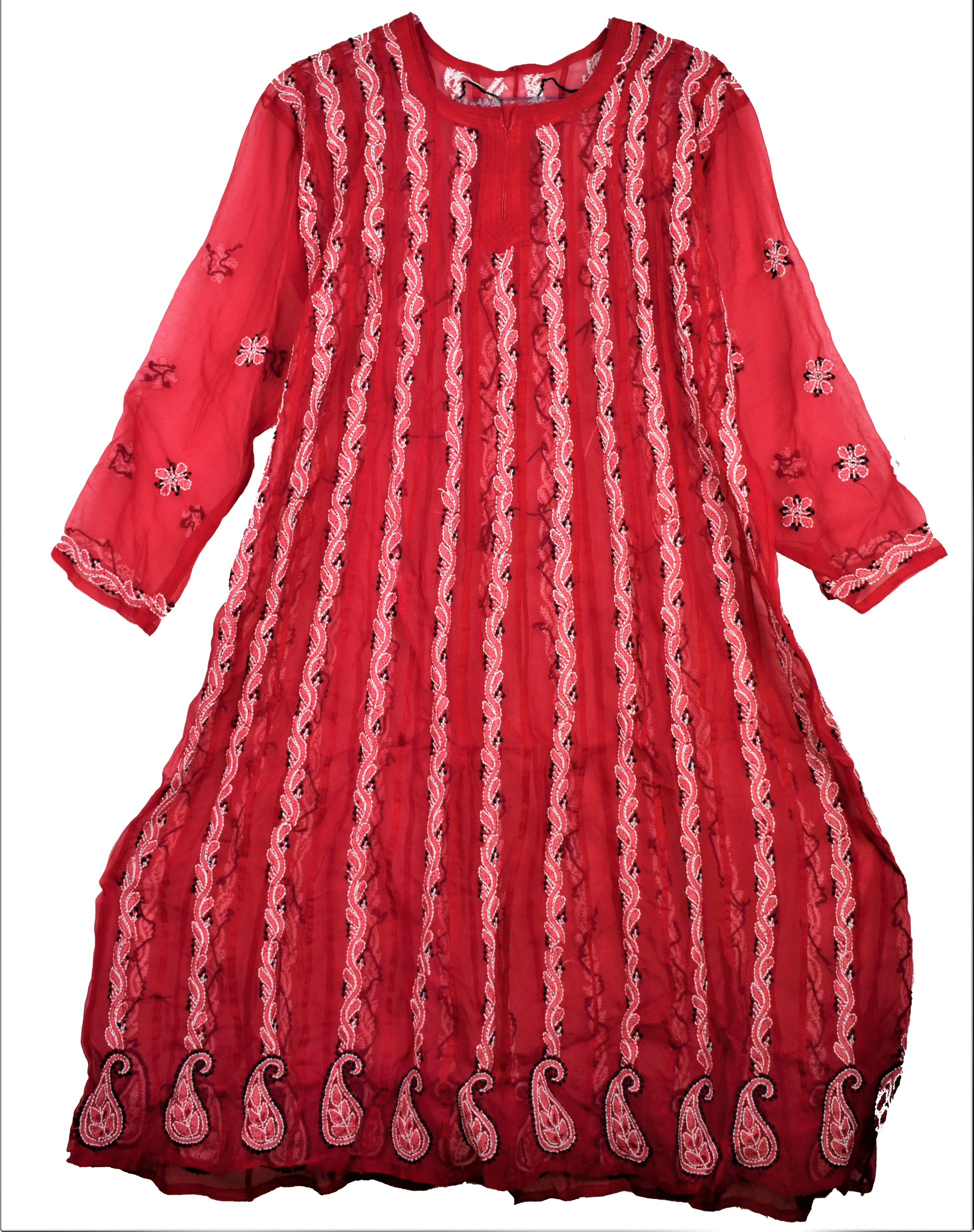 Long Chikan Anarkali Kurti - GlitterGleam