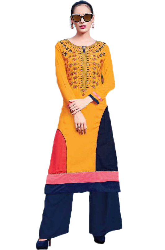 Designer Multicolored Rayon Cotton Kurti