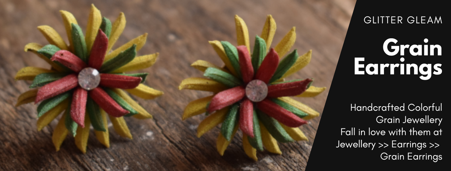 Handmade Colorful Earring made of Food Grain 
