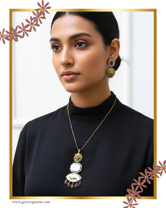 The Sabya Lion Premium Pendant Necklace Set