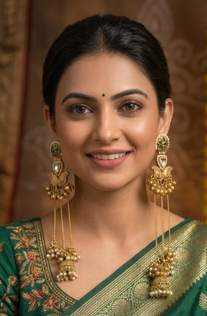 Madhuban Gold Plated Kashmiri Latkan Kundan Earrings