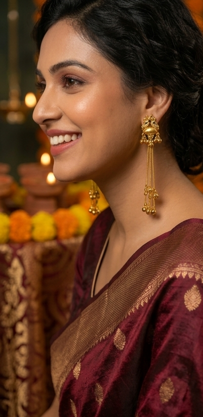 Antique Gold Gandaberunda Kashmiri Latkan Earrings