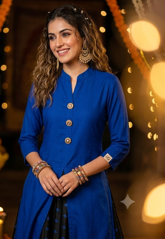 Ready-to-wear Ghera Skirt with Long Slit Kurti