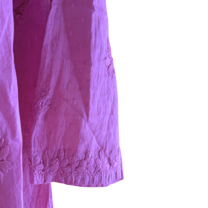 Short Chikan Kurti with Pleated Neck Embroidery
