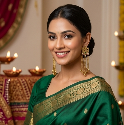 Antique Gold Nandi Studs Ghungroo Earrings