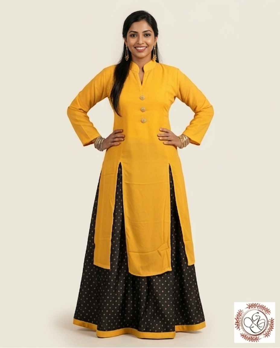 Ready-to-wear Ghera Skirt with Long Slit Kurti