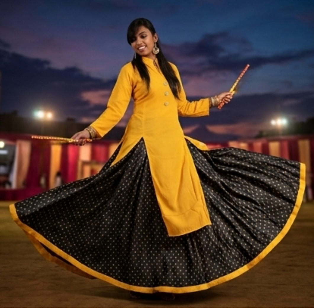 Ready-to-wear Ghera Skirt with Long Slit Kurti