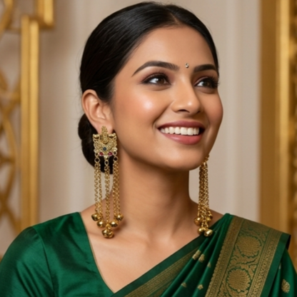 Antique Gold Nandi Studs Ghungroo Earrings